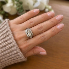 Carica l'immagine nel visualizzatore di Gallery, Art Deco Toi et Moi Diamond Ring 2.00ct Matched Old European Cut Diamonds Platinum Antique Engagement Ring
