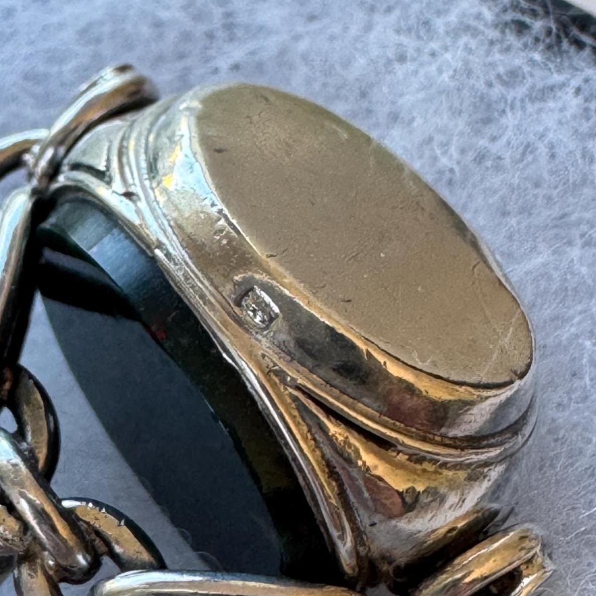 Antique Victorian Sterling Silver Triple Seal Spinning Fob Pendant, Carnelian & Bloodstone, Birmingham 1901