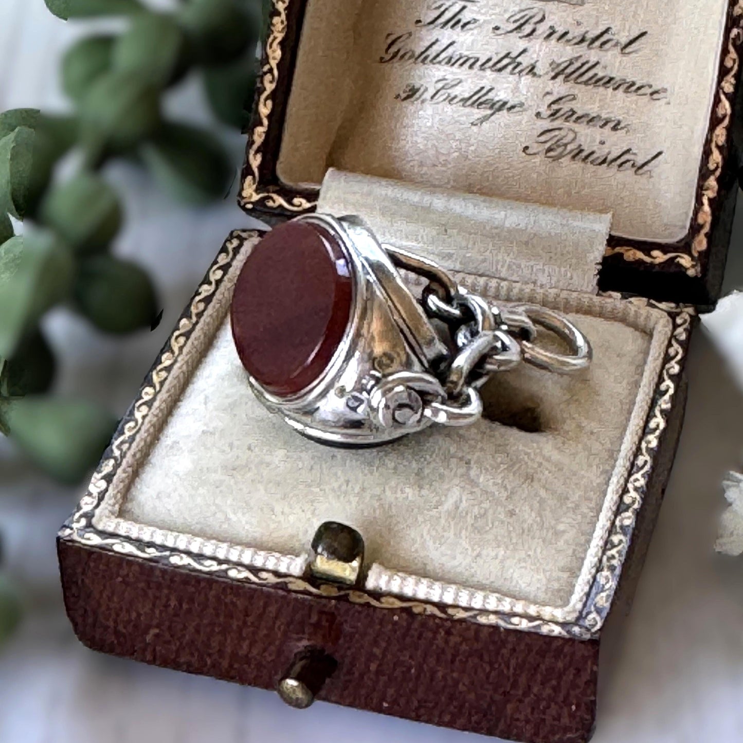 Antique Victorian Sterling Silver Triple Seal Spinning Fob Pendant, Carnelian & Bloodstone, Birmingham 1901
