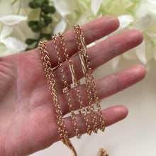 Load image into Gallery viewer, Antique Victorian Solid 9ct Rose Gold 60" Guard Chain Necklace, Fancy Trombone Link Belcher Muff Chain
