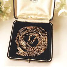 Load image into Gallery viewer, Antique Victorian Solid 9ct Rose Gold 60" Guard Chain Necklace, Fancy Trombone Link Belcher Muff Chain
