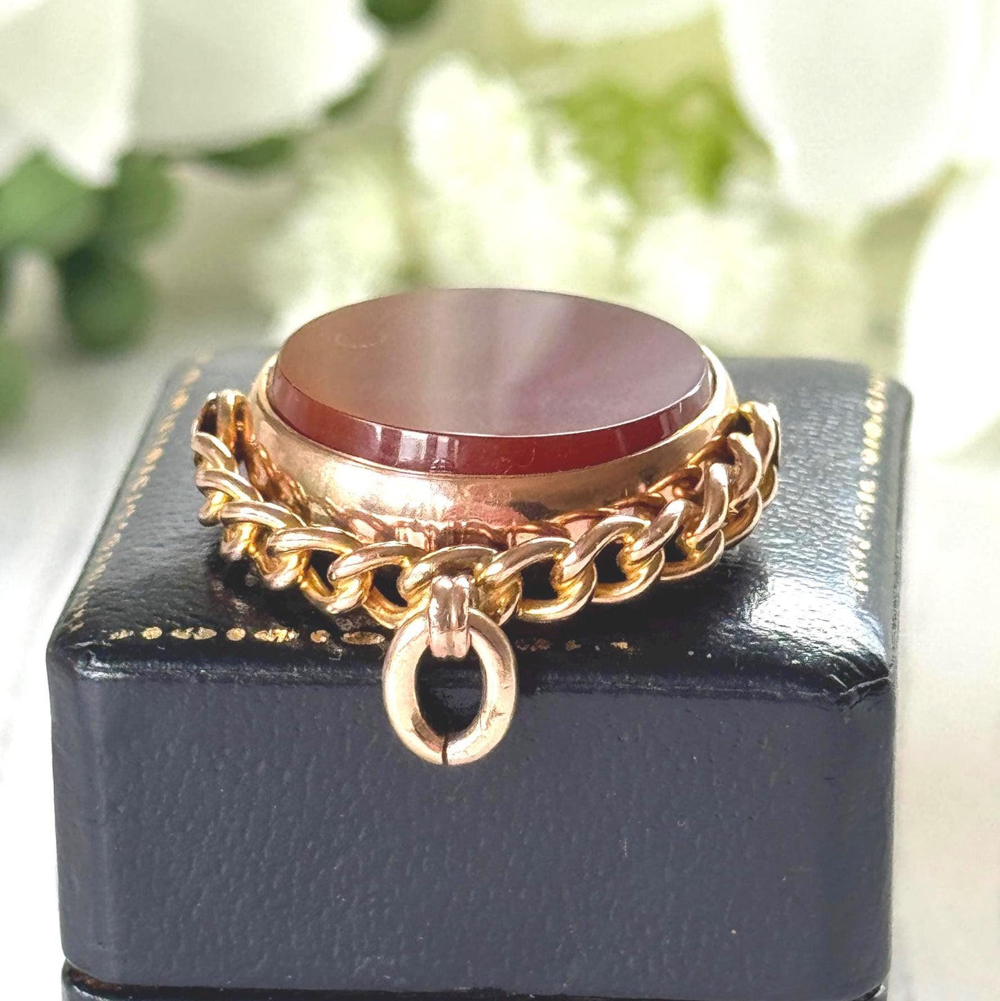 Antique 9ct Gold Spinning Fob Seal Pendant Fob With Bloodstone And Carnelian