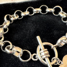 Charger l'image dans la galerie, Antique Sterling Silver Belcher Watch Chain Bracelet With Heart Charm
