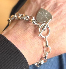 Charger l'image dans la galerie, Antique Sterling Silver Belcher Watch Chain Bracelet With Heart Charm
