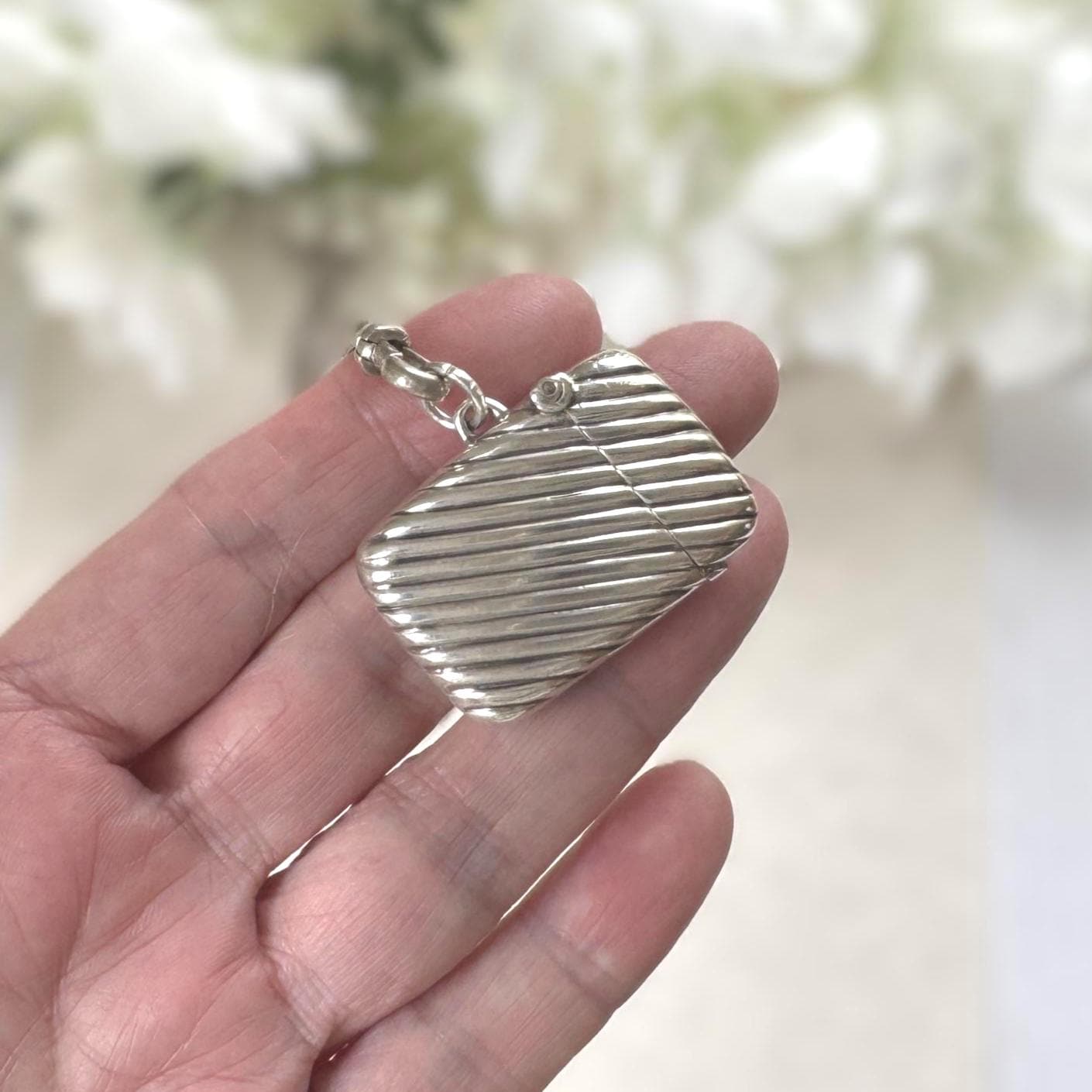Antique Sterling Silver Miniature Vesta Match Safe Pendant, Chester 1901 Payton Pepper, Victorian Chatelaine Accessory