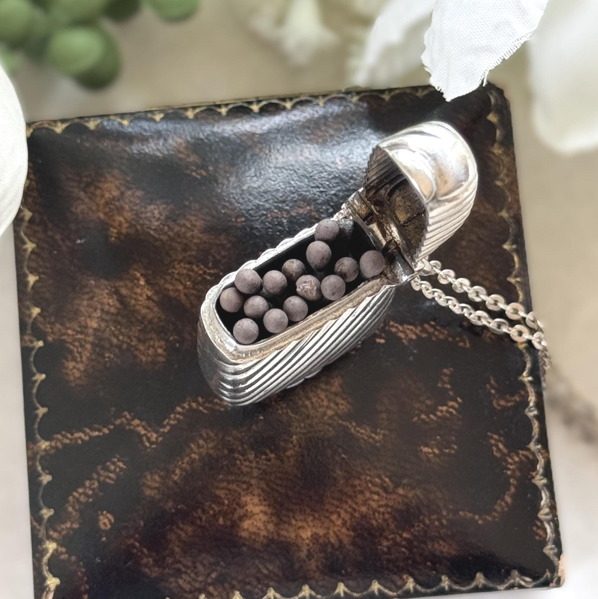 Antique Sterling Silver Miniature Vesta Match Safe Pendant, Chester 1901 Payton Pepper, Victorian Chatelaine Accessory