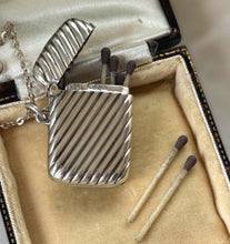 Load image into Gallery viewer, Antique Sterling Silver Miniature Vesta Match Safe Pendant, Chester 1901 Payton Pepper, Victorian Chatelaine Accessory

