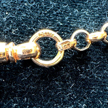Load image into Gallery viewer, Antique Victorian Solid 9ct Rose Gold 60" Guard Chain Necklace, Fancy Trombone Link Belcher Muff Chain
