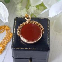 Charger l'image dans la galerie, Antique 9ct Gold Spinning Fob Seal Pendant Fob With Bloodstone And Carnelian
