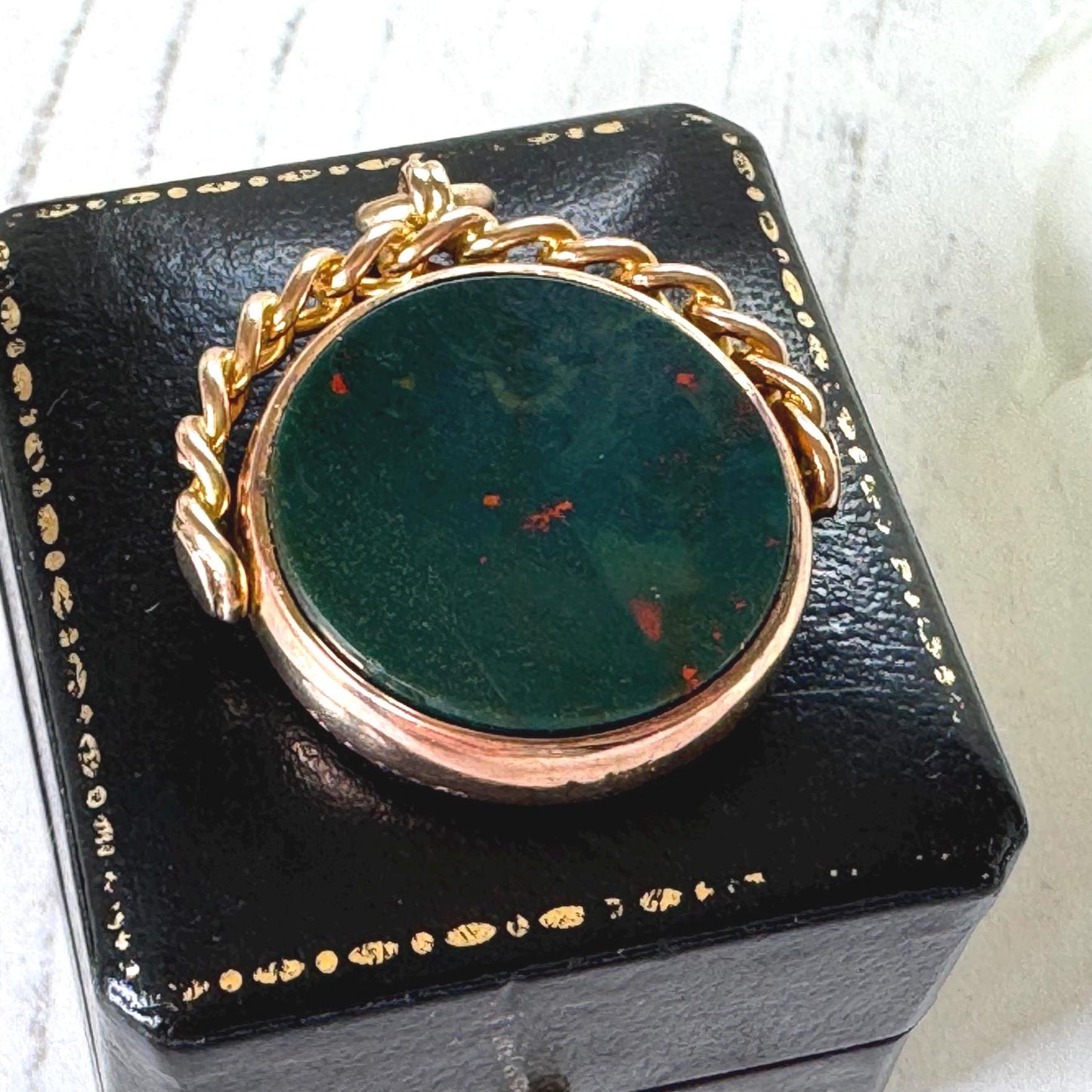 Antique 9ct Gold Spinning Fob Seal Pendant Fob With Bloodstone And Carnelian