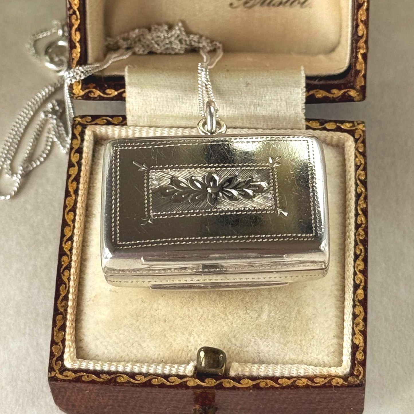 Antique Victorian Sterling Silver Vinaigrette Pendant, 1846 Edward Smith Miniature Book Necklace