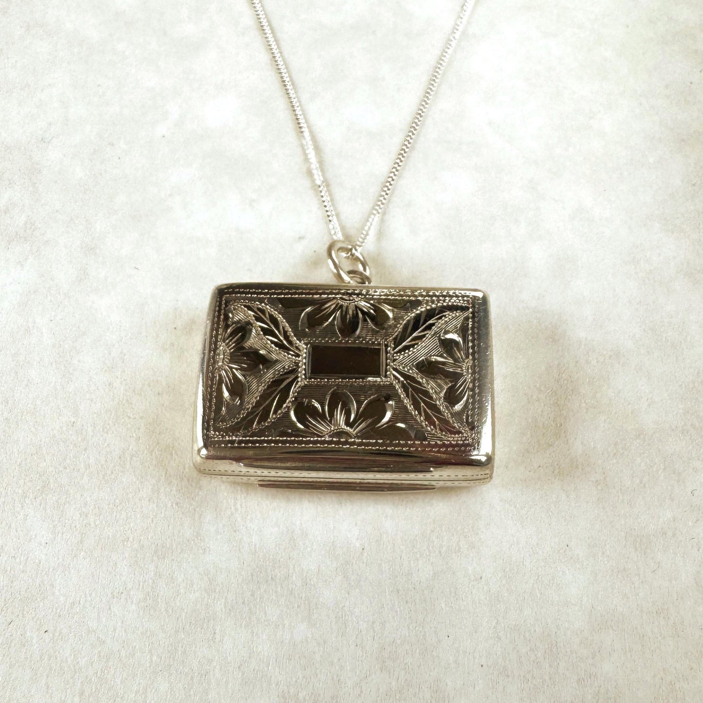 Antique Victorian Sterling Silver Vinaigrette Pendant, 1846 Edward Smith Miniature Book Necklace
