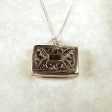 Load image into Gallery viewer, Antique Victorian Sterling Silver Vinaigrette Pendant, 1846 Edward Smith Miniature Book Necklace
