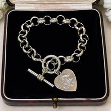 Charger l'image dans la galerie, Antique Sterling Silver Belcher Watch Chain Bracelet With Heart Charm
