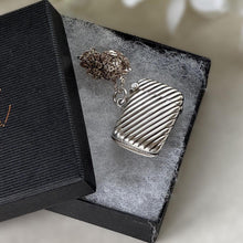 Load image into Gallery viewer, Antique Sterling Silver Miniature Vesta Match Safe Pendant, Chester 1901 Payton Pepper, Victorian Chatelaine Accessory
