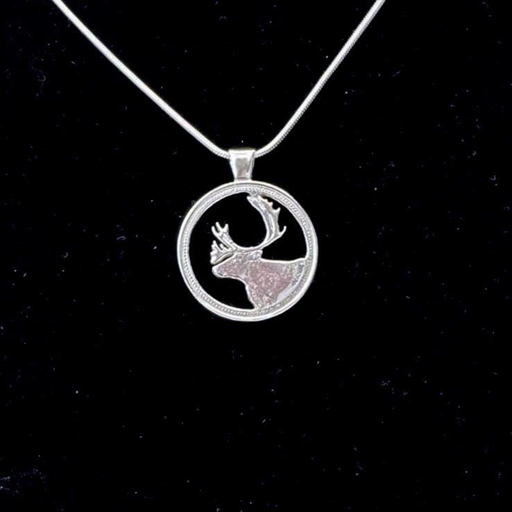 Vintage Sterling Silver Stag Pendant Necklace