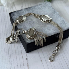 Load image into Gallery viewer, Antique Victorian Sterling Silver Albertina with Sliding Charms and Tassel, Circa 1840
