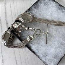 Load image into Gallery viewer, Antique Victorian Sterling Silver Albertina with Sliding Charms and Tassel, Circa 1840
