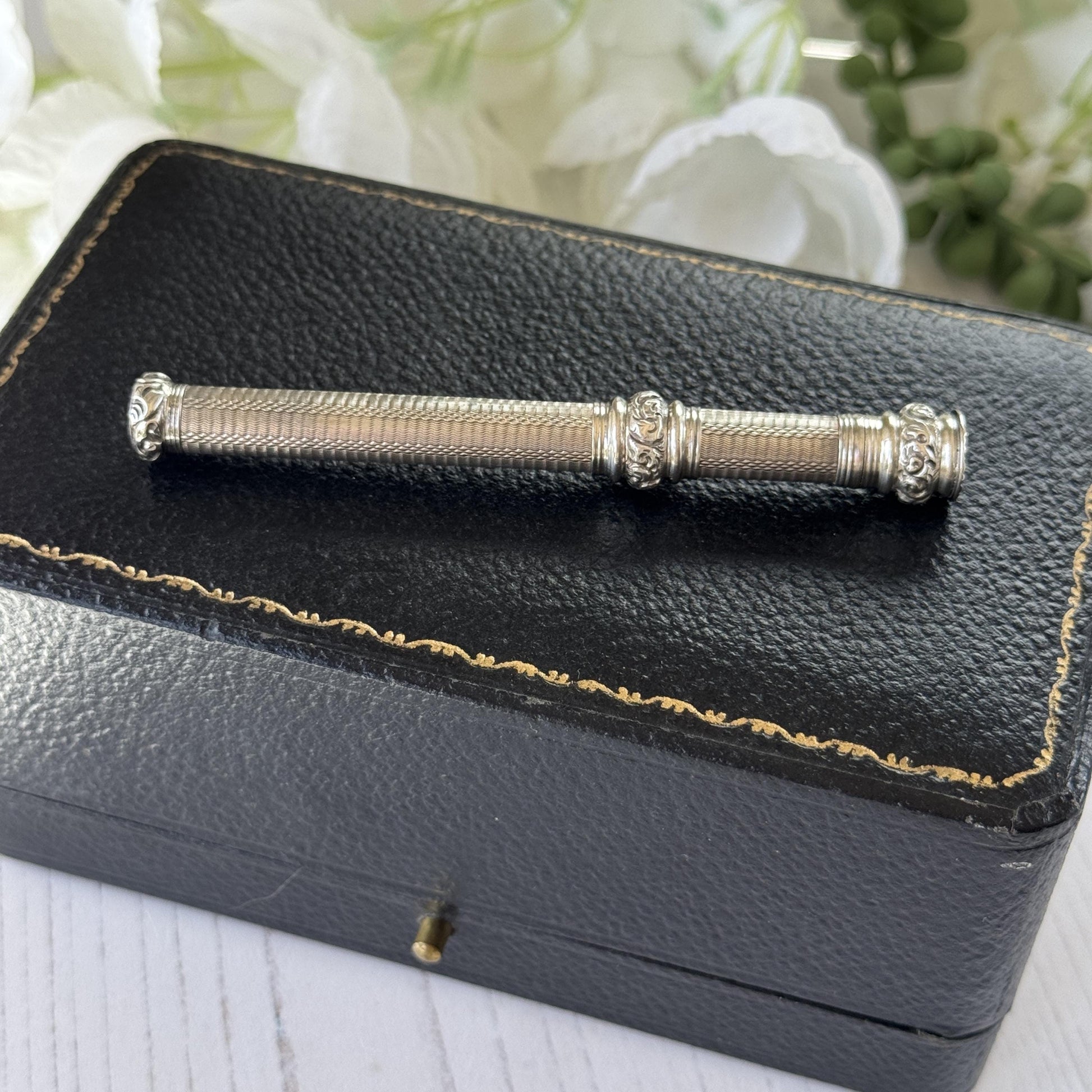 Antique Victorian Sterling Silver Propelling Pencil Pendant, Rare Seal Matrix & Hidden Lead Reservoir c1890