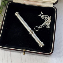 Load image into Gallery viewer, Antique Victorian Sterling Silver Propelling Pencil Pendant, Rare Seal Matrix &amp; Hidden Lead Reservoir c1890

