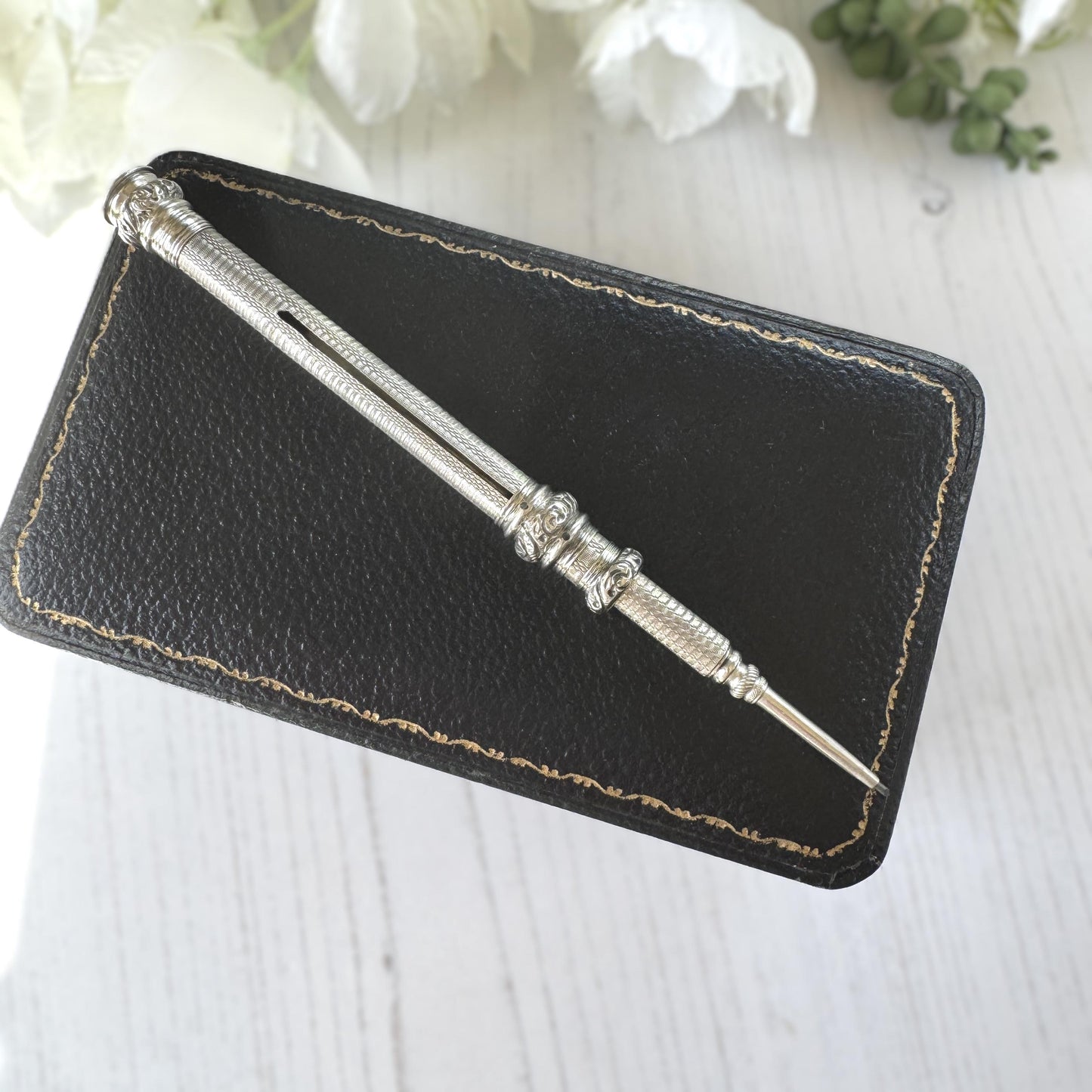 Antique Victorian Sterling Silver Propelling Pencil Pendant, Rare Seal Matrix & Hidden Lead Reservoir c1890