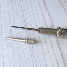 Load image into Gallery viewer, Antique Victorian Sterling Silver Propelling Pencil Pendant, Rare Seal Matrix &amp; Hidden Lead Reservoir c1890

