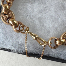 Carica l'immagine nel visualizzatore di Gallery, Antique Victorian Heavy 9ct Rose Gold Belcher Bracelet with Floral Engraved Anchor Links
