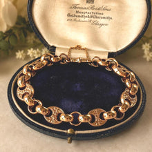 Carica l'immagine nel visualizzatore di Gallery, Antique Victorian Heavy 9ct Rose Gold Belcher Bracelet with Floral Engraved Anchor Links
