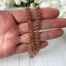 Load image into Gallery viewer, Antique Victorian 9ct Rose Rolled Gold Guard Chain. 56" (142cm) Belcher/Rolo Link Gold-Filled Muff Chain Necklace
