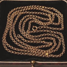 Load image into Gallery viewer, Antique Victorian 9ct Rose Rolled Gold Guard Chain. 56" (142cm) Belcher/Rolo Link Gold-Filled Muff Chain Necklace
