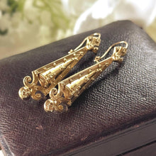 Carica l'immagine nel visualizzatore di Gallery, Antique Victorian 9ct Gold Archaeological Revival Earrings, Etruscan Statement Drops c1880
