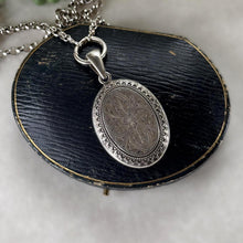 Load image into Gallery viewer, Large Antique Victorian Sterling Silver Photo Locket Pendant, Engraved Oval Keepsake
