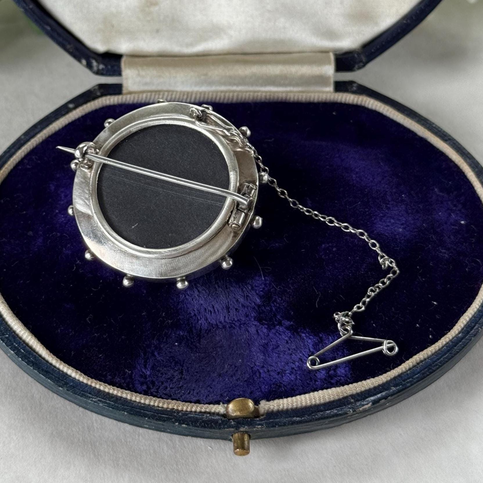 Antique Victorian Sterling Silver Keepsake Locket Brooch, Ship's Wheel Target Design. Aesthetic Movement Jewellery
