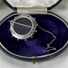 Load image into Gallery viewer, Antique Victorian Sterling Silver Keepsake Locket Brooch, Ship's Wheel Target Design. Aesthetic Movement Jewellery
