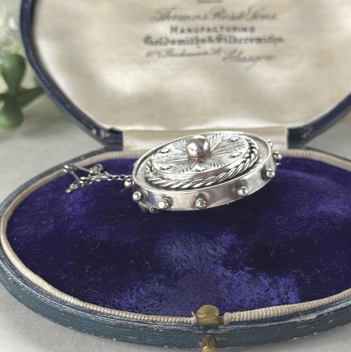 Antique Victorian Sterling Silver Keepsake Locket Brooch, Ship's Wheel Target Design. Aesthetic Movement Jewellery