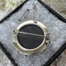 Load image into Gallery viewer, Antique Victorian Sterling Silver Keepsake Locket Brooch, Ship's Wheel Target Design. Aesthetic Movement Jewellery
