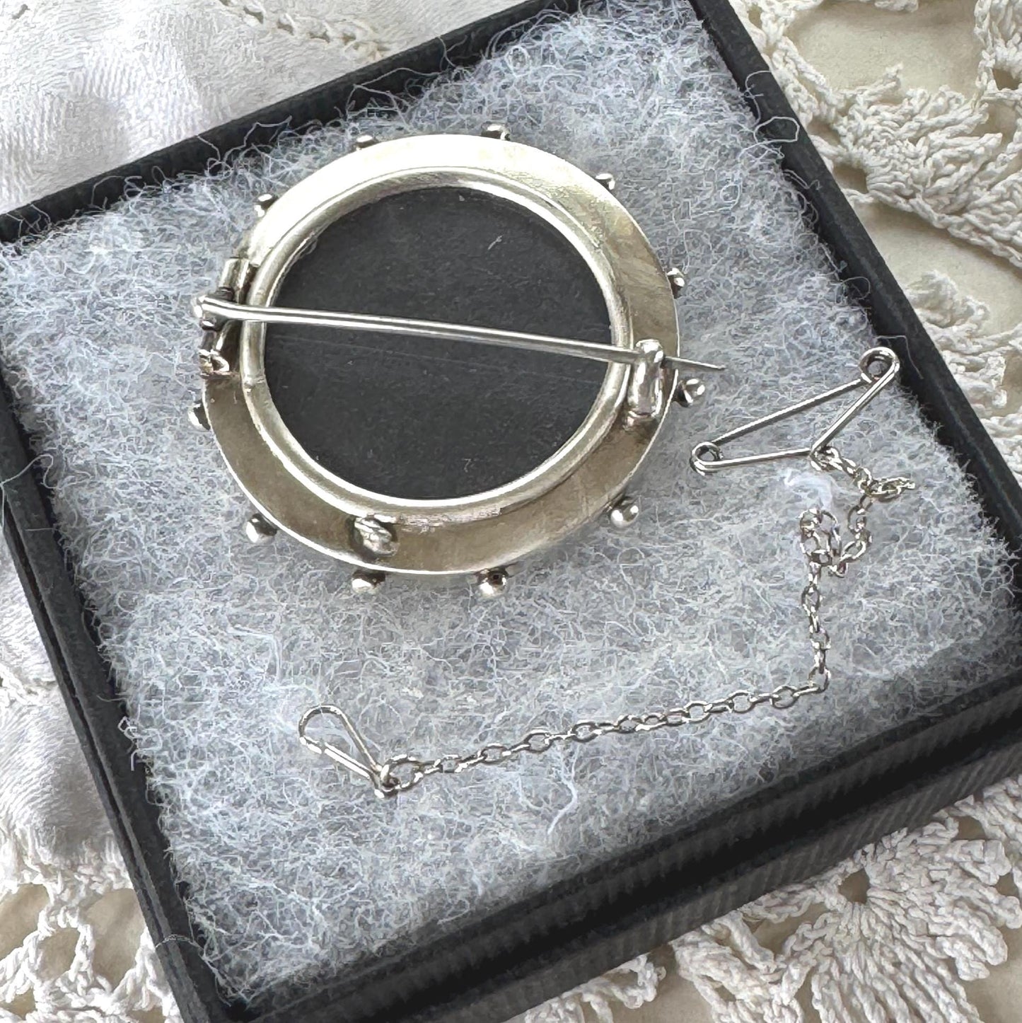 Antique Victorian Sterling Silver Keepsake Locket Brooch, Ship's Wheel Target Design. Aesthetic Movement Jewellery