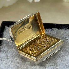 Load image into Gallery viewer, Antique Victorian Sterling Silver Vinaigrette Pendant, 1846 Edward Smith Miniature Book Necklace
