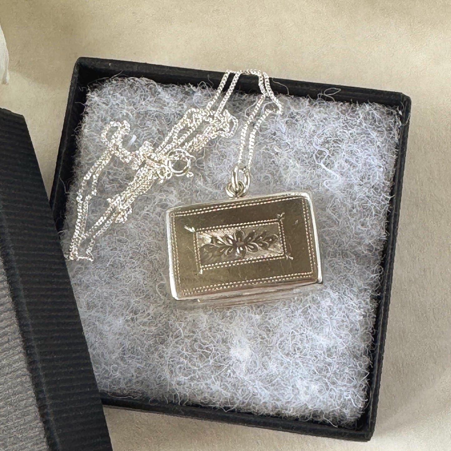 Antique Victorian Sterling Silver Vinaigrette Pendant, 1846 Edward Smith Miniature Book Necklace