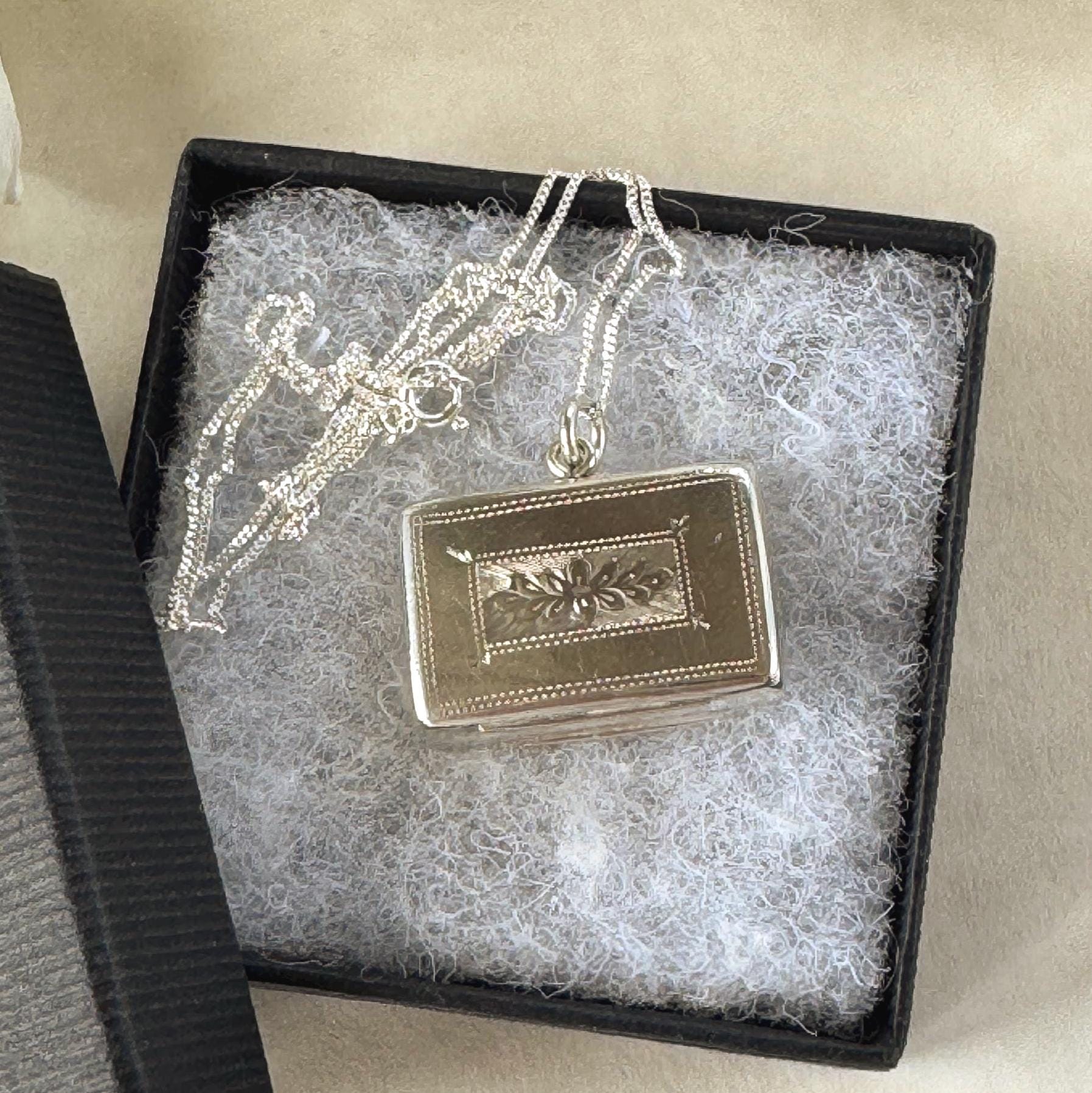 Antique Victorian Sterling Silver Vinaigrette Pendant, 1846 Edward Smith Miniature Book Necklace