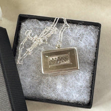 Load image into Gallery viewer, Antique Victorian Sterling Silver Vinaigrette Pendant, 1846 Edward Smith Miniature Book Necklace
