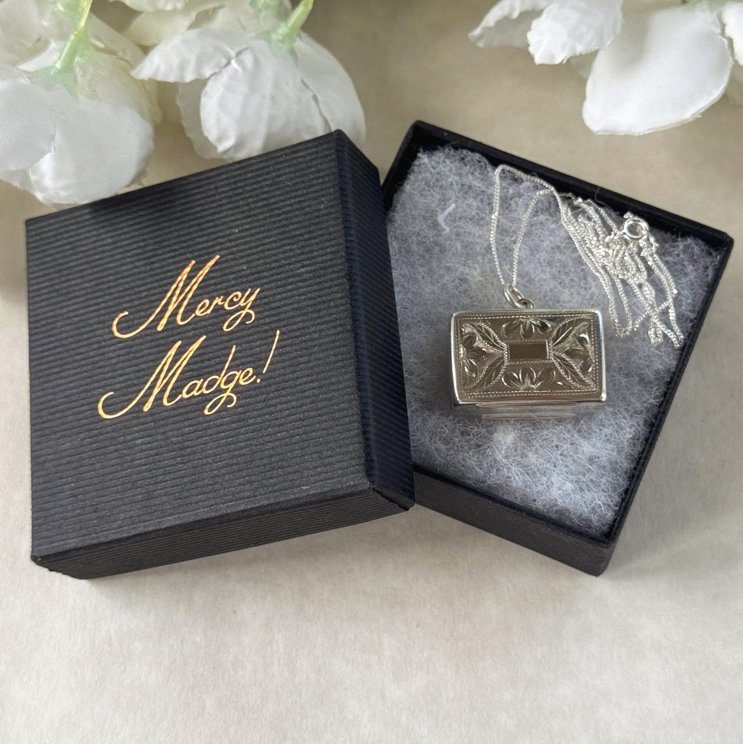 Antique Victorian Sterling Silver Vinaigrette Pendant, 1846 Edward Smith Miniature Book Necklace