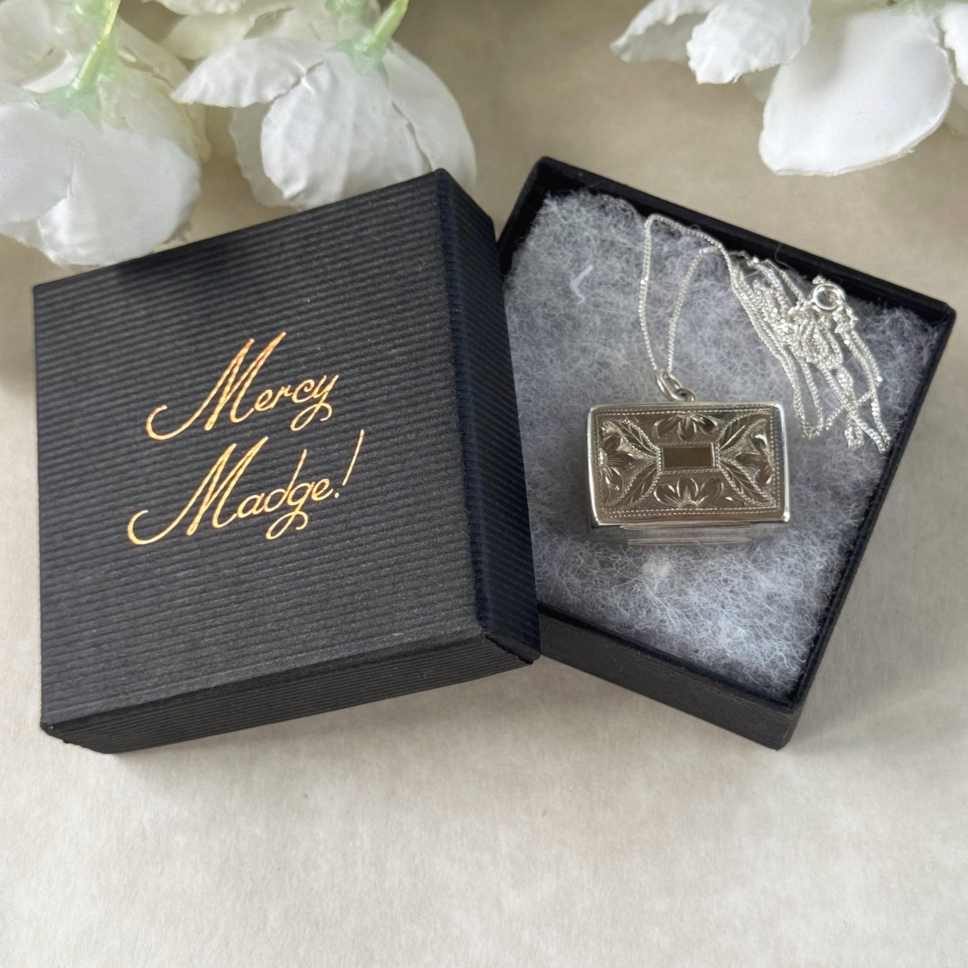Antique Victorian Sterling Silver Vinaigrette Pendant, 1846 Edward Smith Miniature Book Necklace