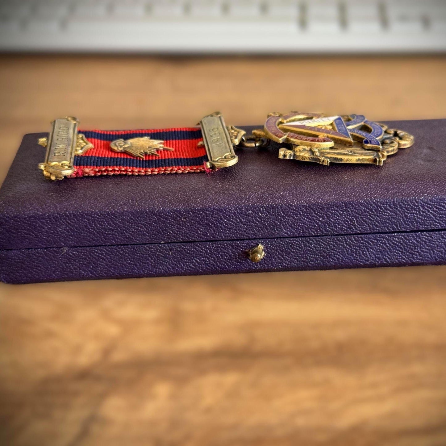 1936 Sons of Temperance Medal, Named R.W. Bird, Sterling Silver Enamel Fraternal Regalia, Boxed Past Grand Worthy Patriarch