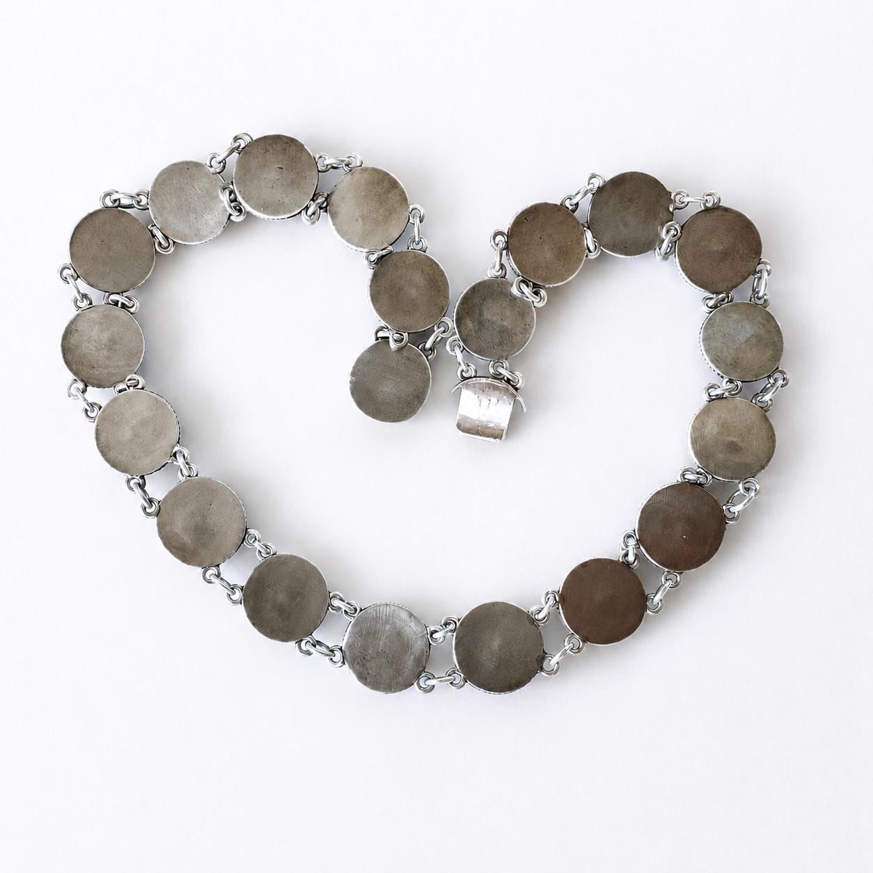 Exceptional Antique Arts and Crafts Necklace | Plum-Toned Cat's Eye Quartz Gemstones