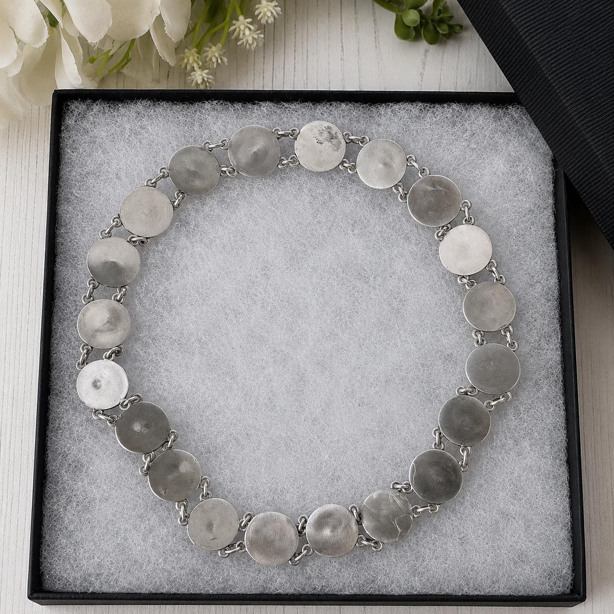 Exceptional Antique Arts and Crafts Necklace | Plum-Toned Cat's Eye Quartz Gemstones