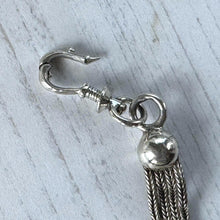 Load image into Gallery viewer, Antique Victorian Sterling Silver Albertina with Sliding Charms and Tassel, Circa 1840

