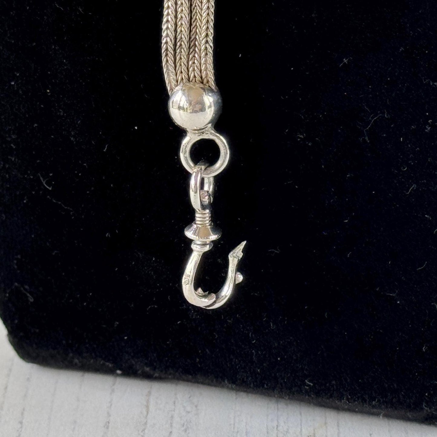 Antique Victorian Sterling Silver Albertina with Sliding Charms and Tassel, Circa 1840