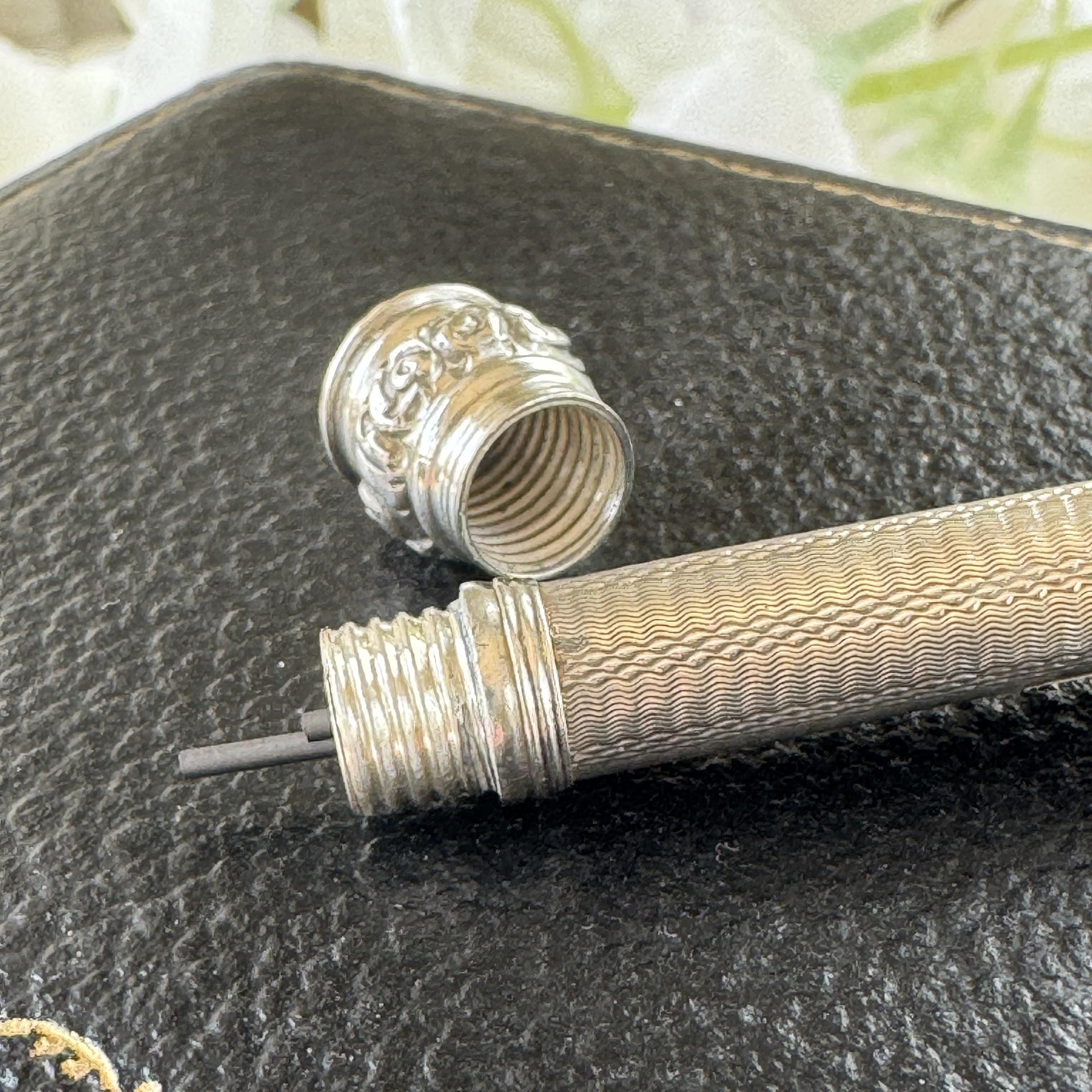 Antique Victorian Sterling Silver Propelling Pencil Pendant, Rare Seal Matrix & Hidden Lead Reservoir c1890