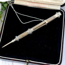 Load image into Gallery viewer, Antique Victorian Sterling Silver Propelling Pencil Pendant, Rare Seal Matrix &amp; Hidden Lead Reservoir c1890
